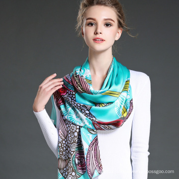 Новые женщины True Silk Crepe Satin Long Scarf Shawl Factory